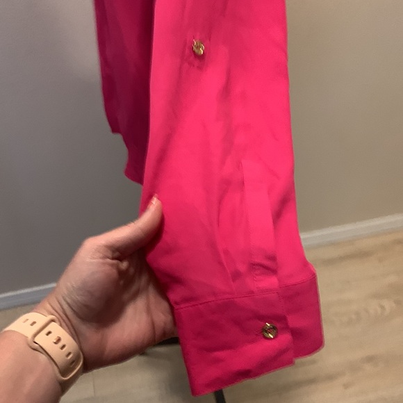 NWT Michael Kors Basics Radiant pink pocket zip up shirt - Picture 5 of 9